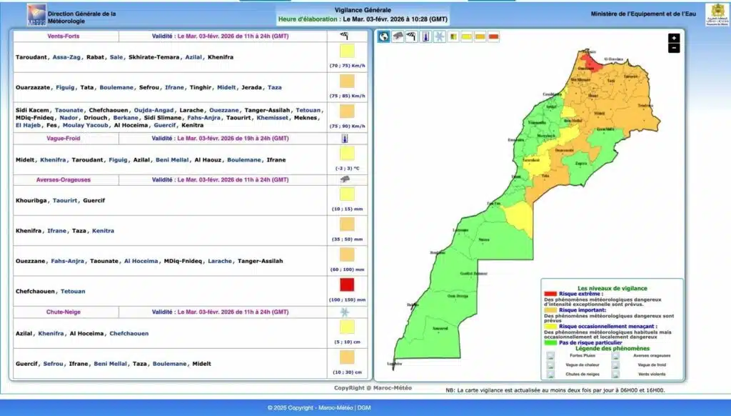 Vigilance rouge dans le nord du Royaume : la DGM clarifie la situation